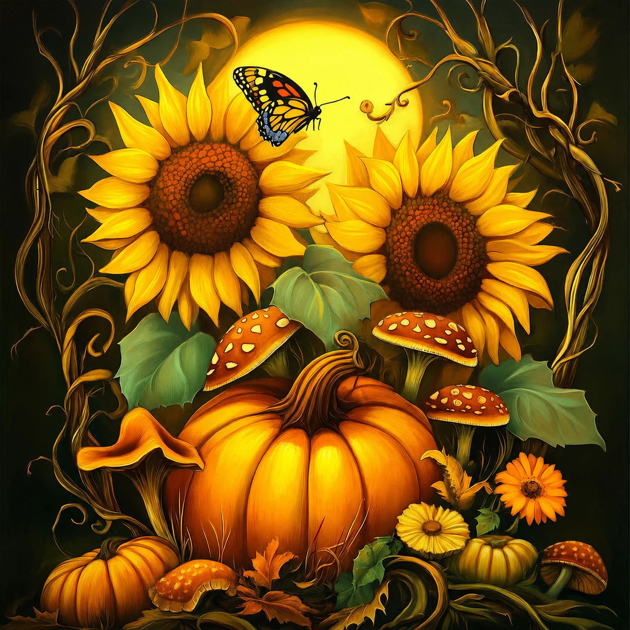 Autumn Pumpkin & Sunflower