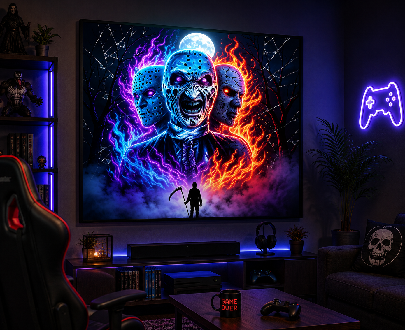 Neon Horror Mask Diamond Painting Kit