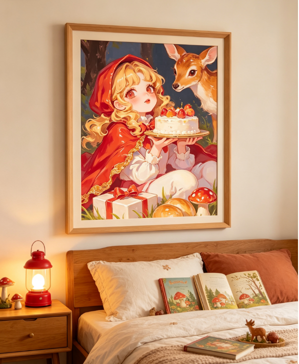 Little Red Riding Hood Deer Strawberry Cake🍓
