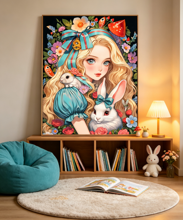 Alice in Wonderland White Rabbit Floral🐇