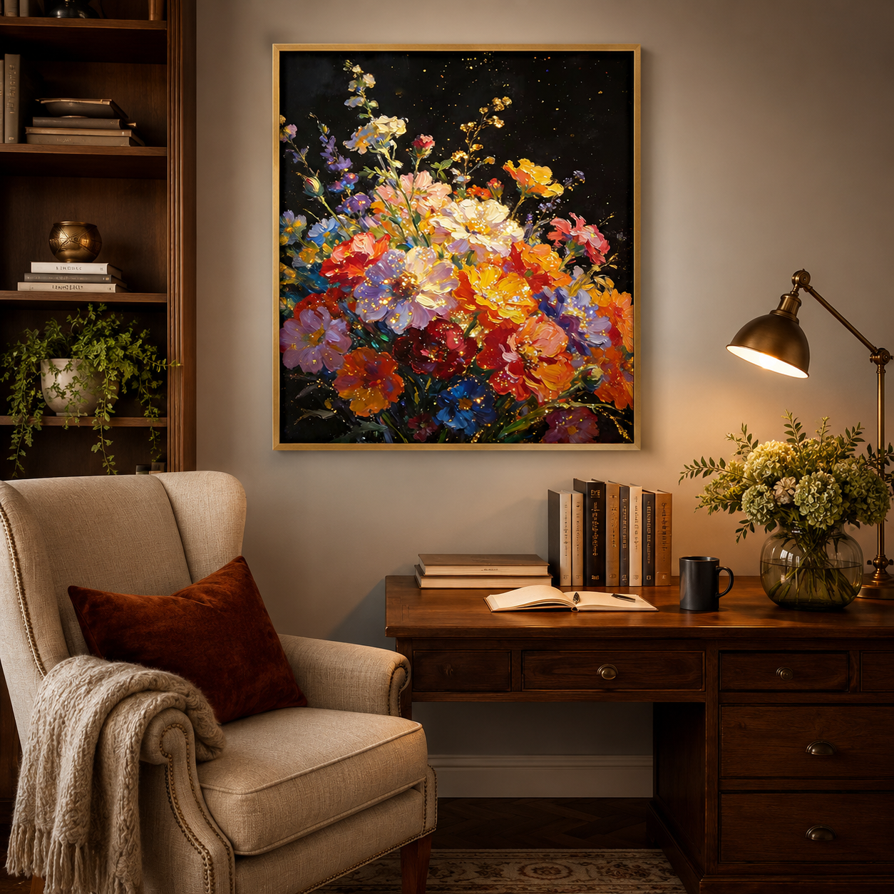 Midnight Floral Glow Wall Art 🌺HH12-11.8"x 15.7&