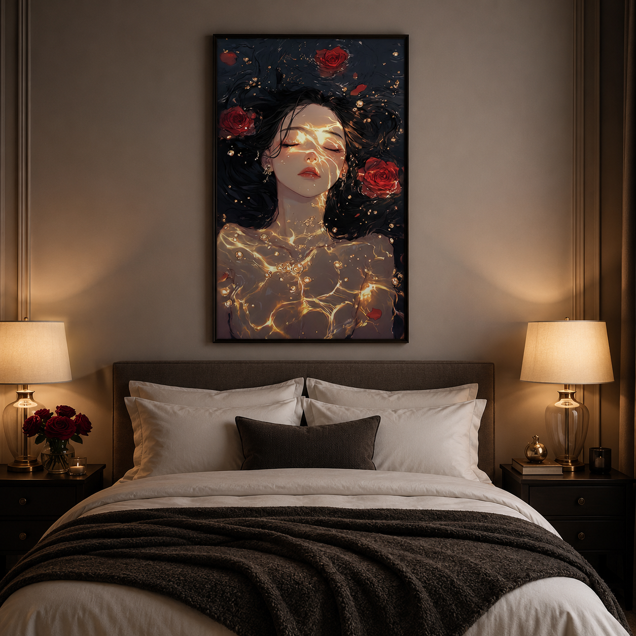 Golden Rose Water Portrait Wall Art RW12-11.8"x 15.7&