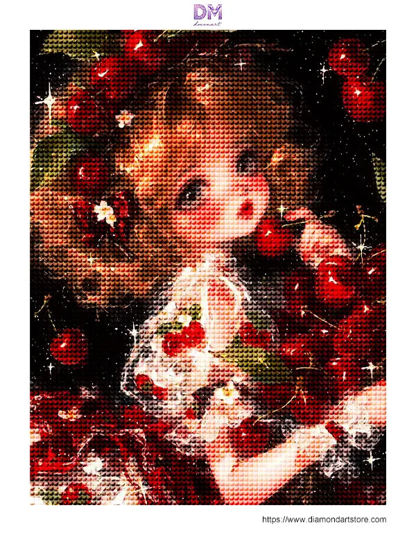 Cute Blonde Cherry Girl Starry Dark Background🍒