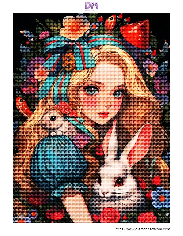 Alice in Wonderland White Rabbit Floral🐇
