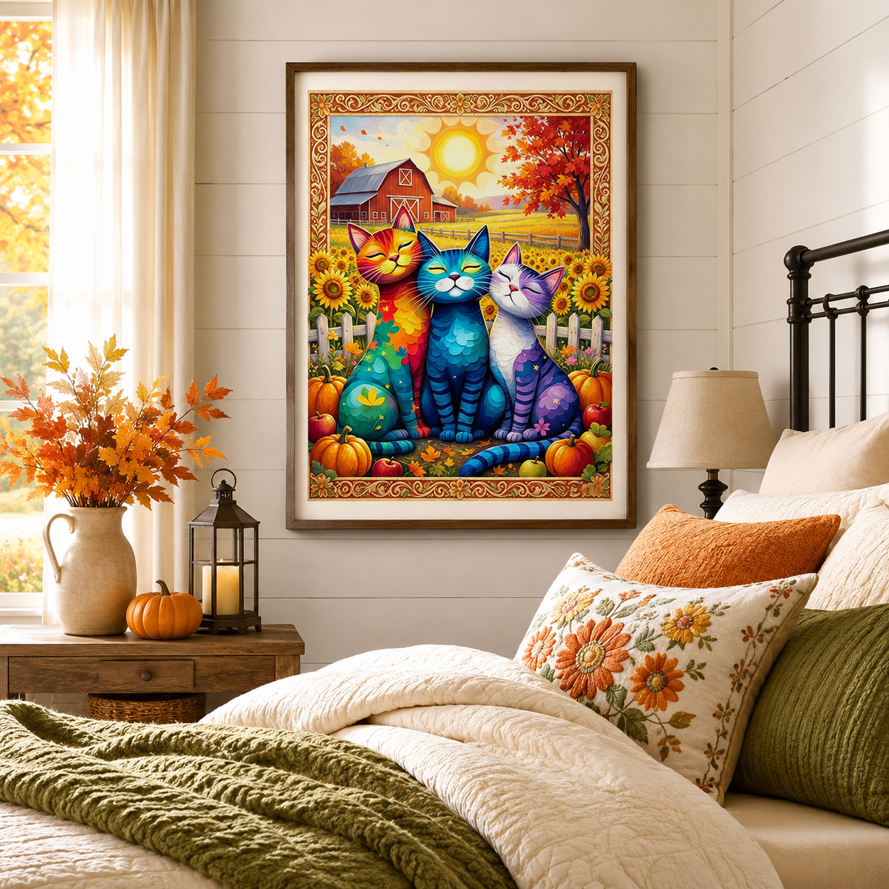Autumn Cats Farmhouse Wall Art DW8-11.8"x 15.7&