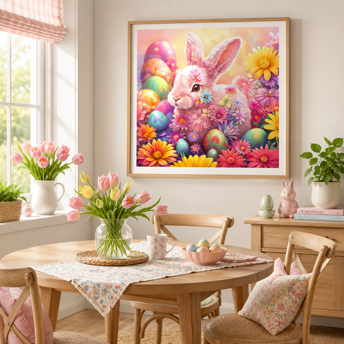 Easter Bunny Floral Wall Art DW31—11.8&