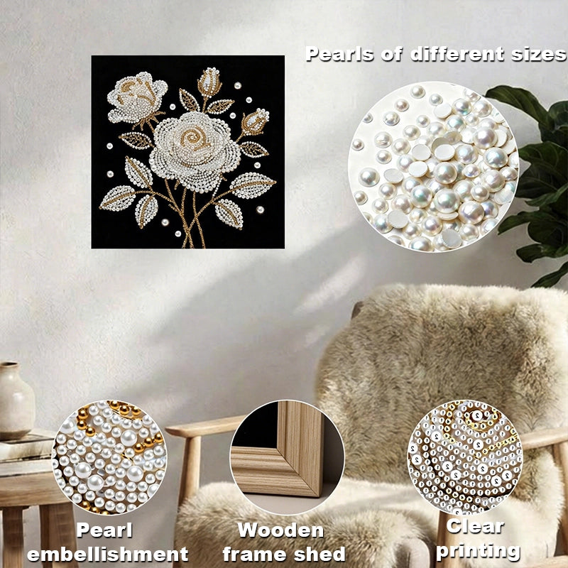 Rose Pearl Diamond Art Kit - 9.84" x 9.84"