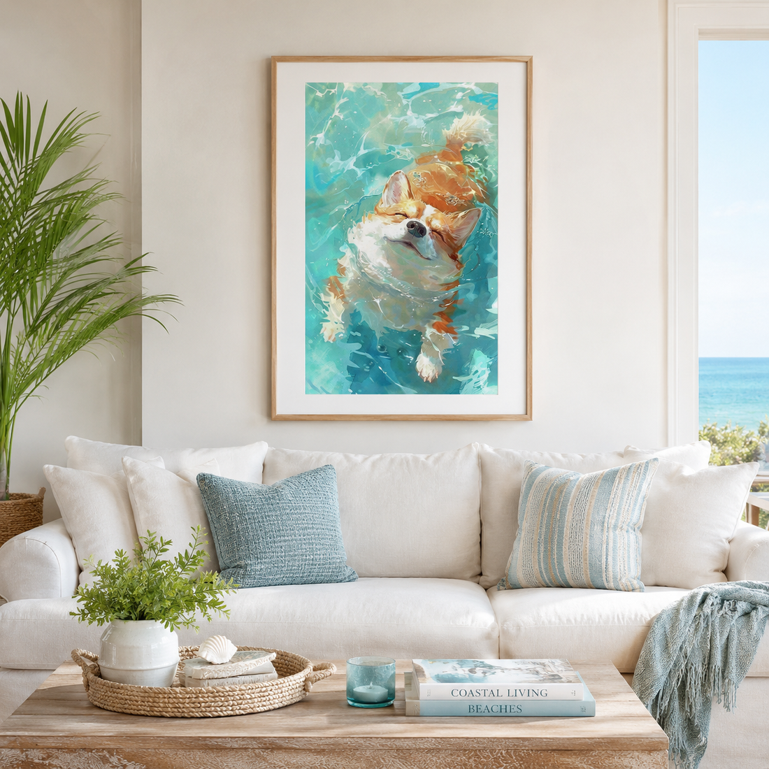 Cute Swimming Corgi Wall Art DW33-11.8"x 15.7&