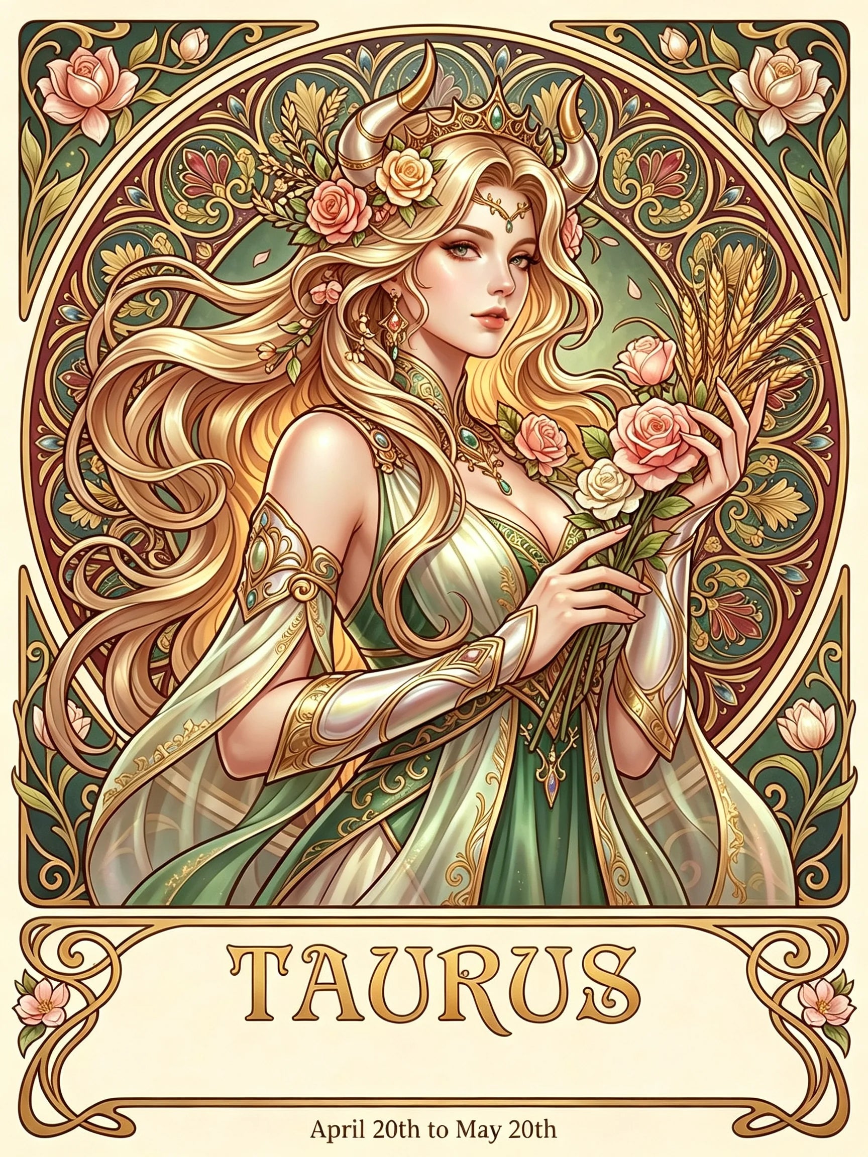 12 Zodiac Art Nouveau Diamond Painting Kits – Vintage Celestial Goddess DIY Wall Art