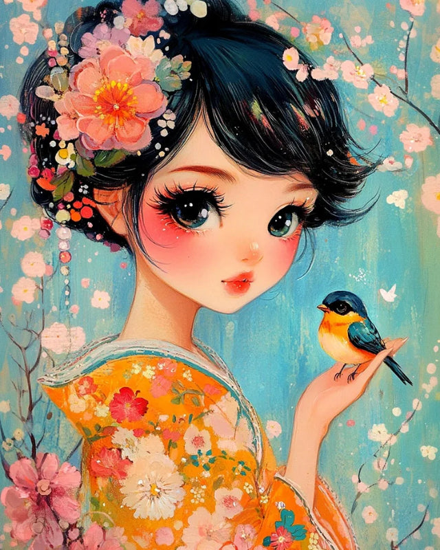 Japanese Blossom Girl & Songbird
