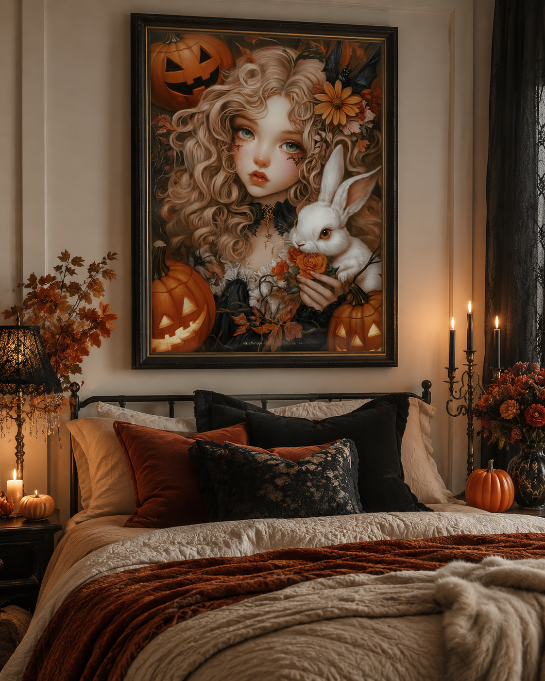 Gothic Halloween Bunny Girl Wall Art ๐