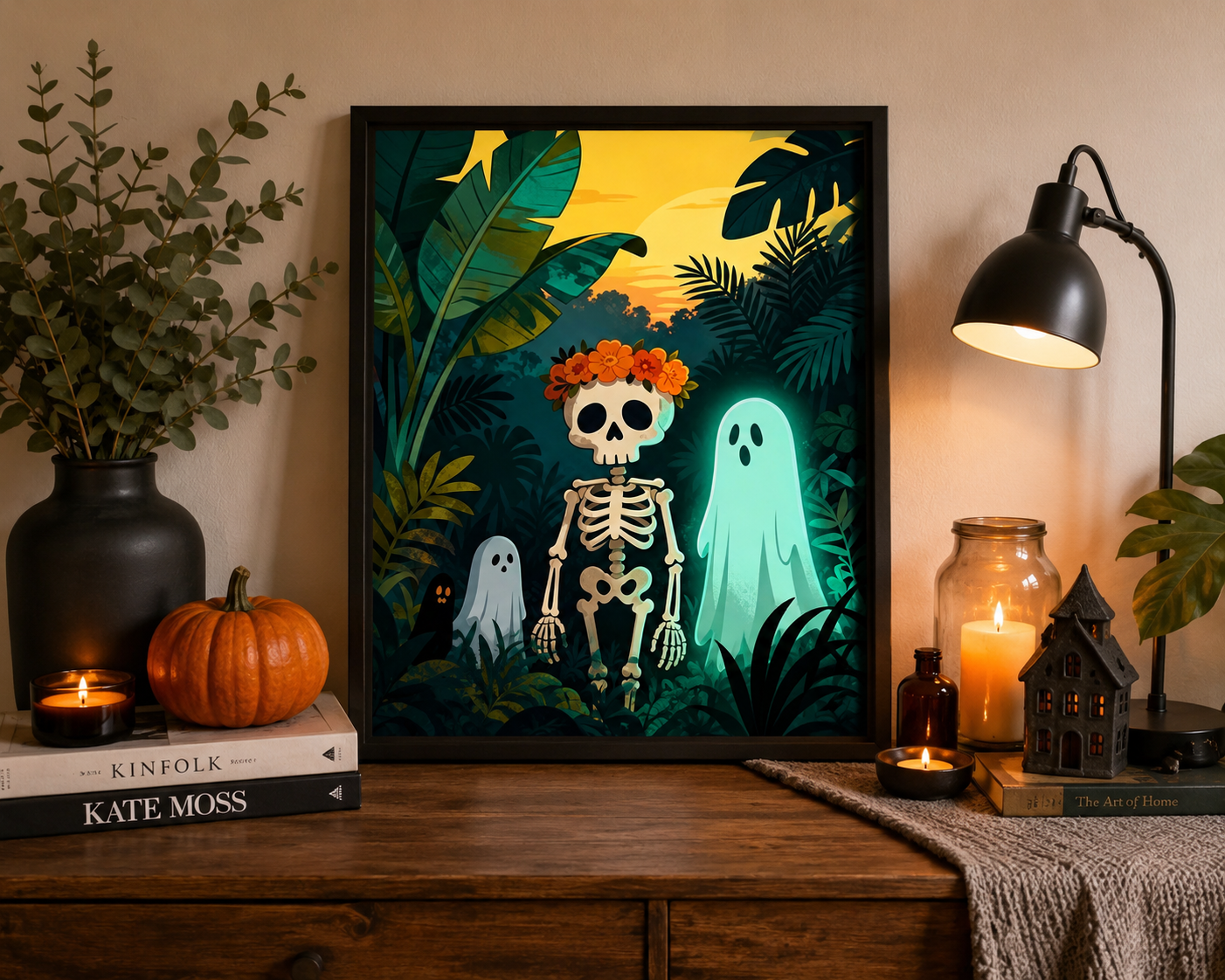 Tropical Skeleton & Ghost Halloween Diamond Painting Kit 💀-11.8" x 11.8"