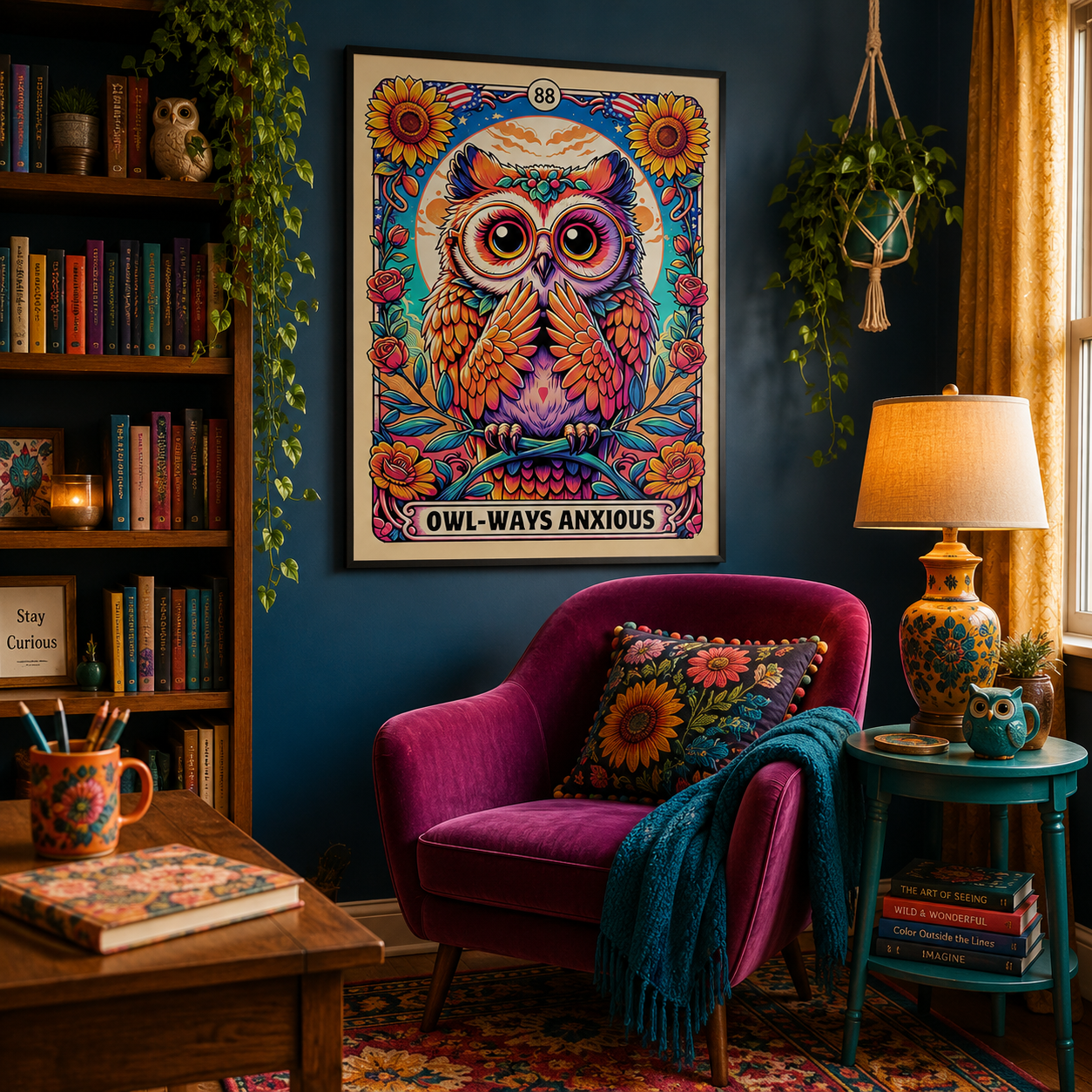 Owl-Ways Anxious Owl Wall Art DW4-11.8"x 15.7&