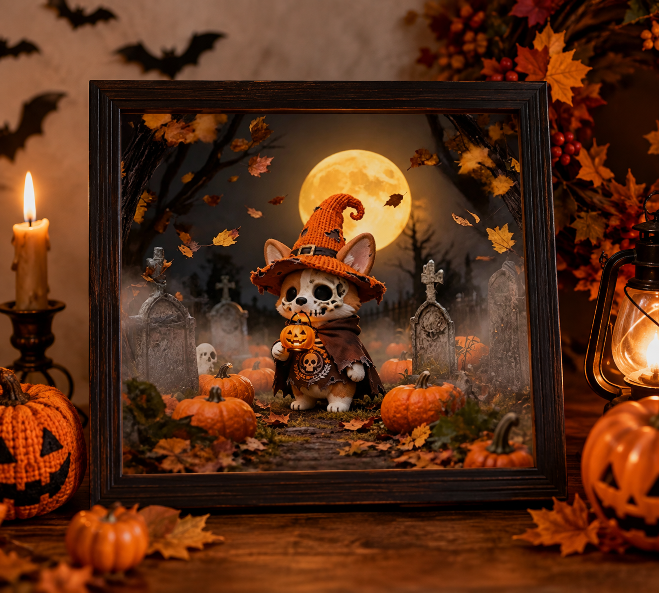 Cute Witch Corgi Halloween Diamond Painting Kit 🐶-11.8" x 11.8"