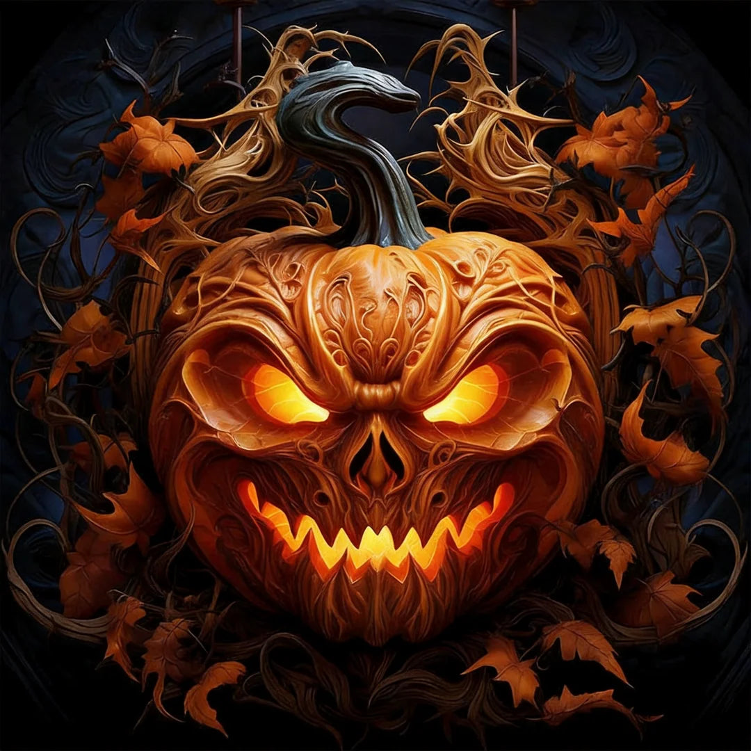Spooky Glowing Pumpkin Diamond Painting Kit-11.8" x 11.8"