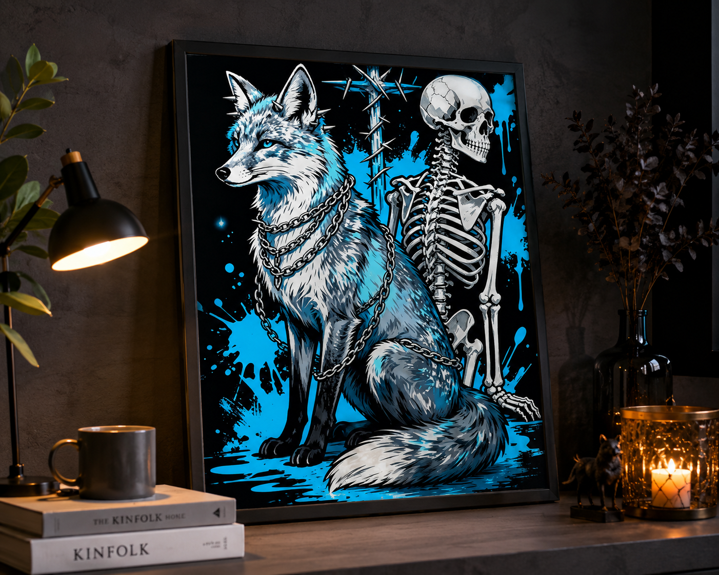 Wolf & Skeleton Gothic Diamond Painting Kit 🐺-11.8" x 11.8"