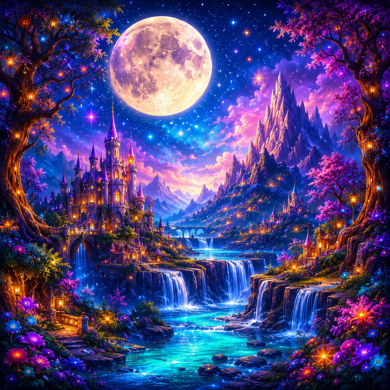 Moonlit Fantasy Castle Diamond Painting Kit