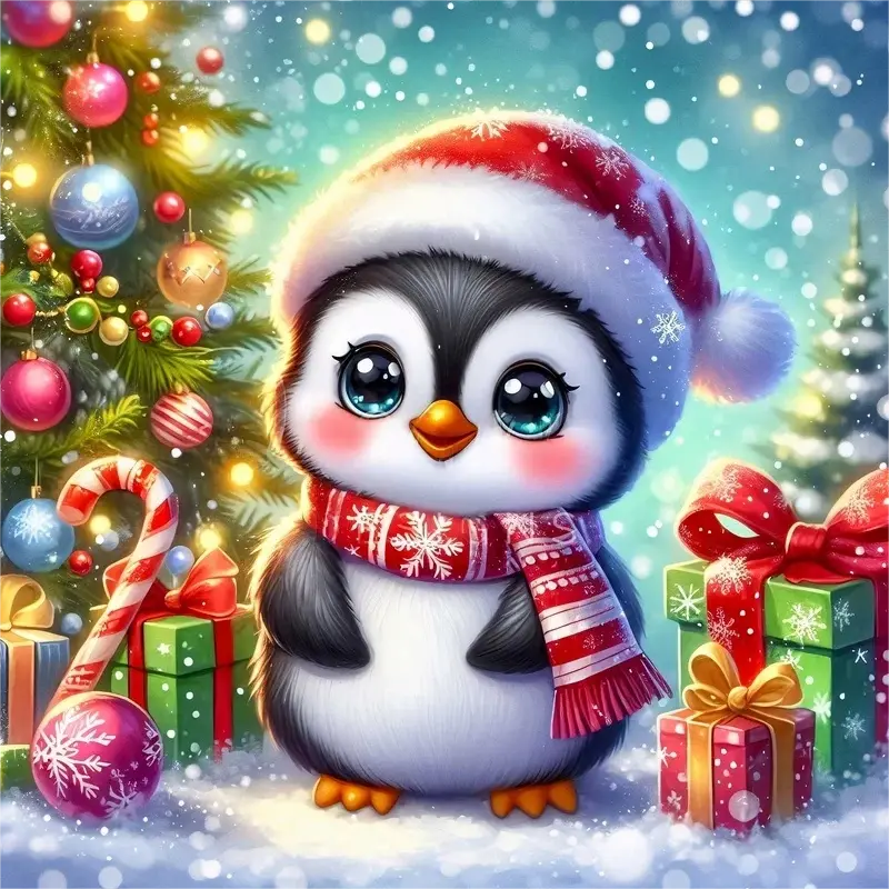 Christmas Penguin Diamond Painting Kit