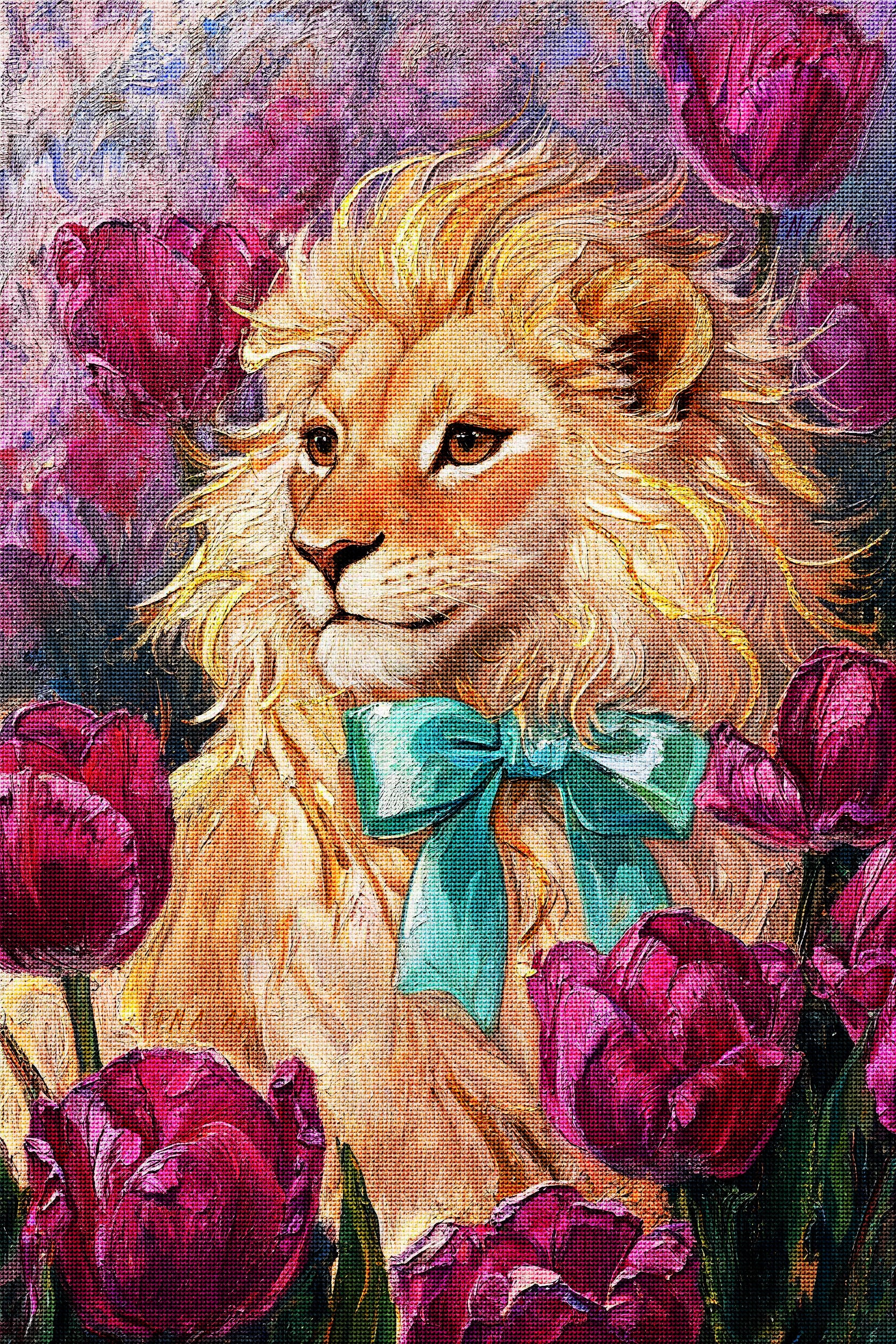Floral Lion Diamond Painting Kit