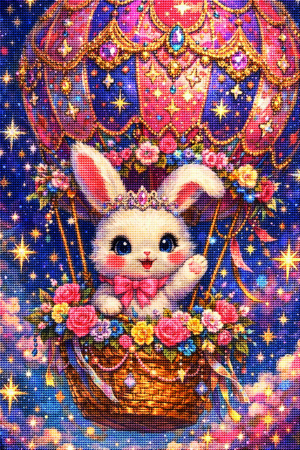 Fantasy Bunny Hot Air Balloon Diamond Painting Kit