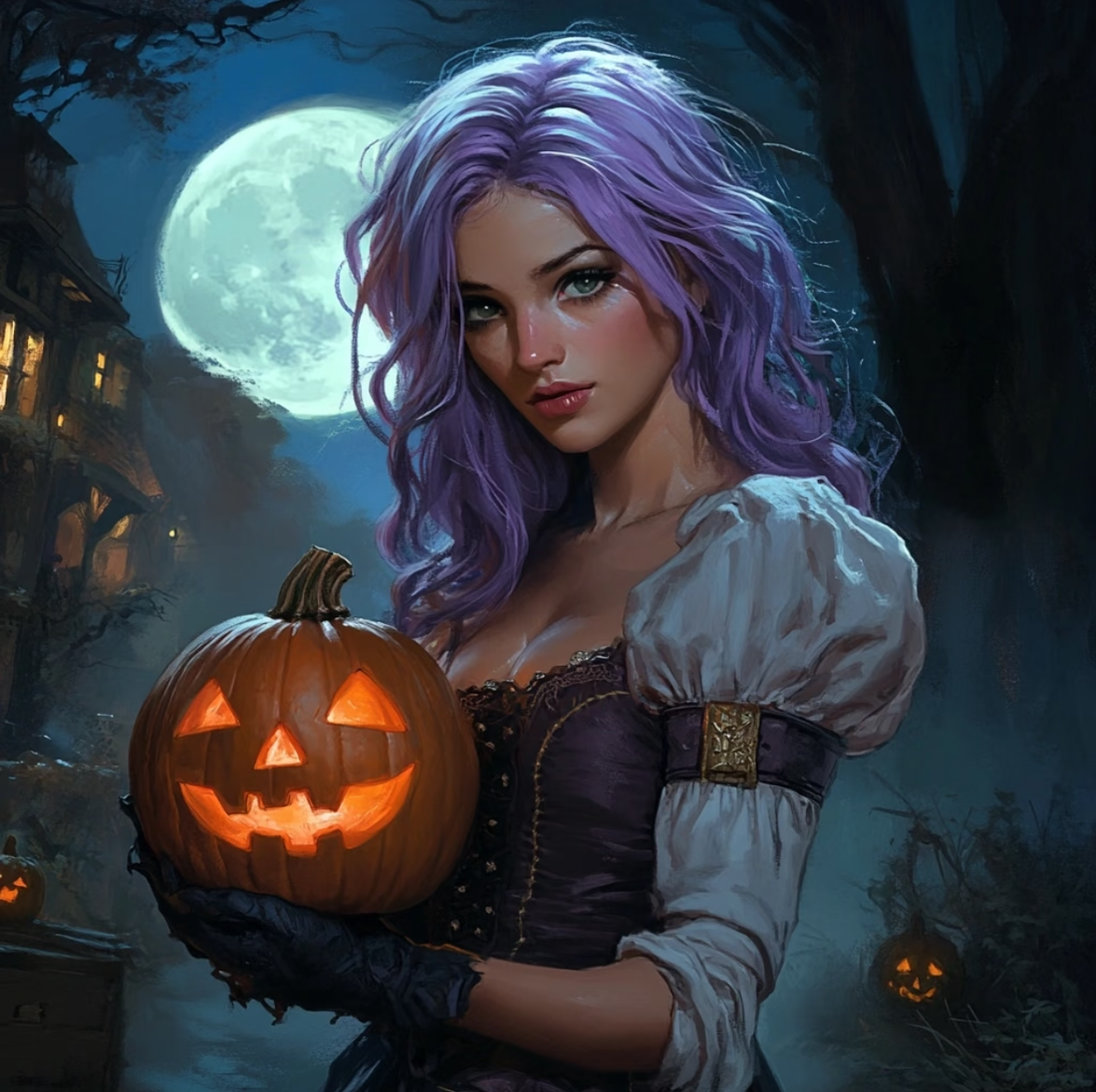 Moonlit Halloween Witch