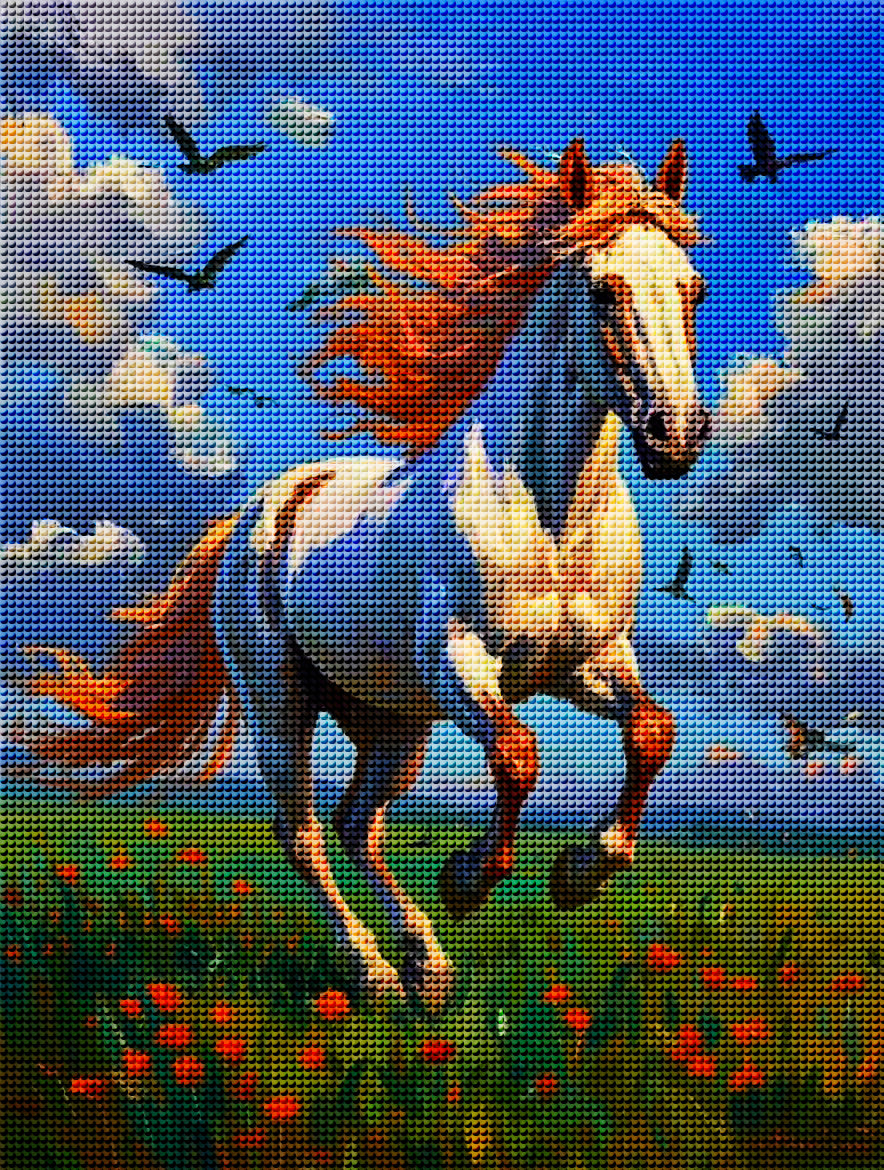 Running White Horse Diamond Painting Kit