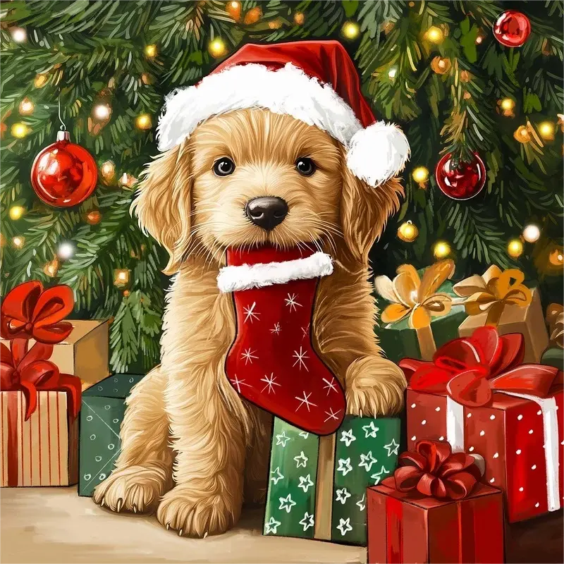 Christmas Puppy Diamond Painting Kit