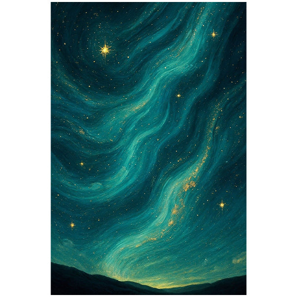 Celestial Teal Night Sky Wall Art 🌌FJ24-11.8"x 15.7&