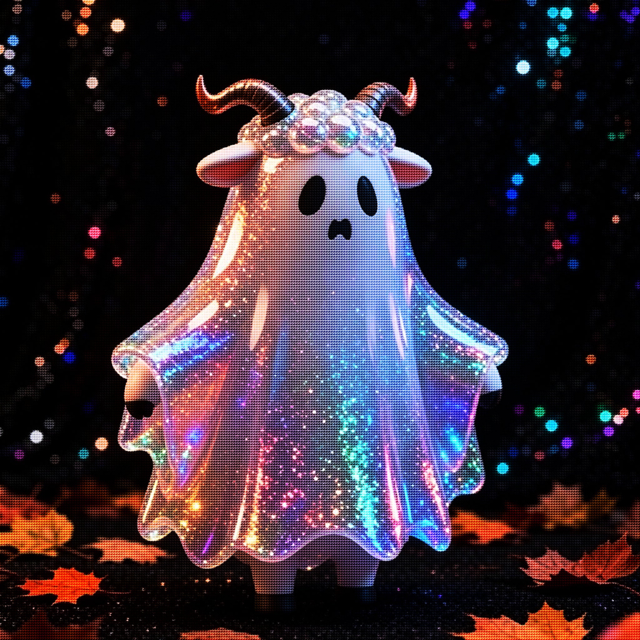 Cute Ghost Ram Halloween Diamond Painting Kit 👻-11.8" x 11.8"