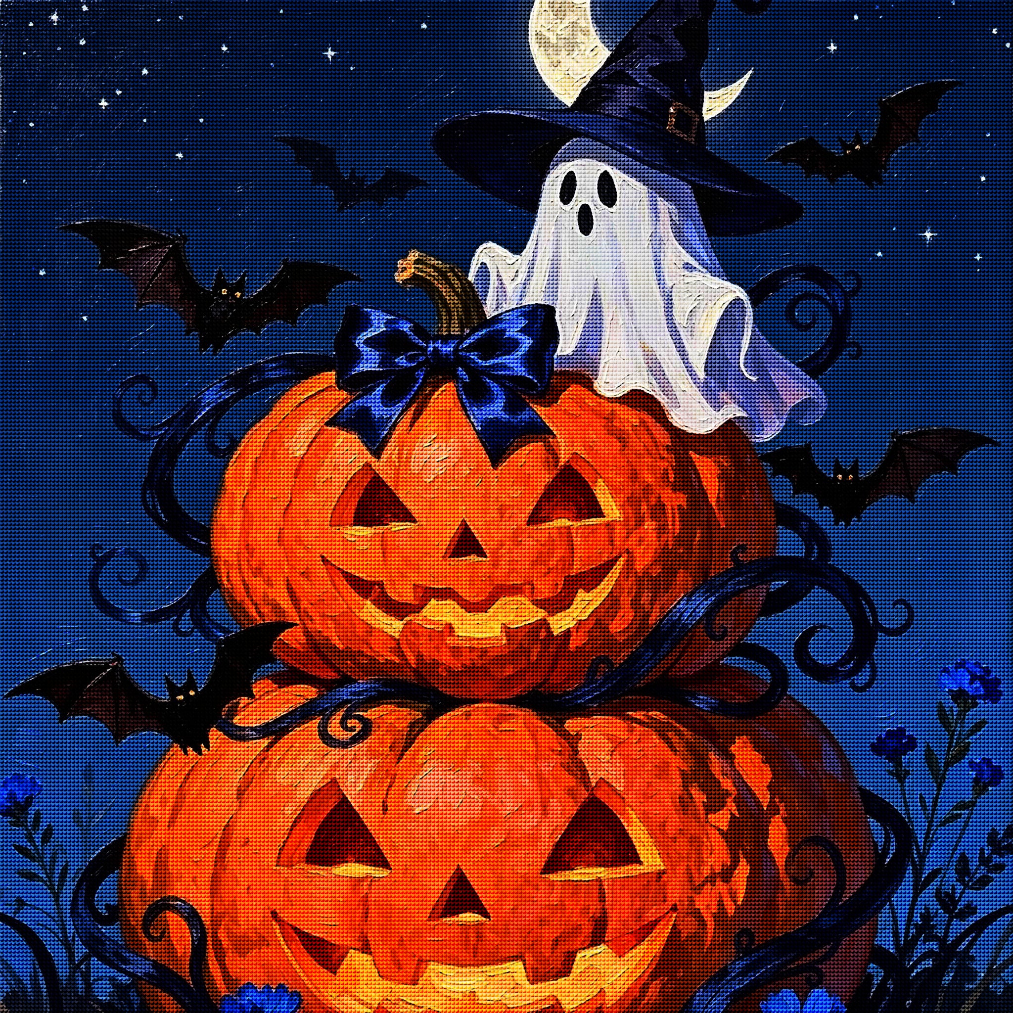 Ghost Witch & Jack-O’-Lantern Halloween Diamond Painting Kit 👻-11.8" x 11.8"