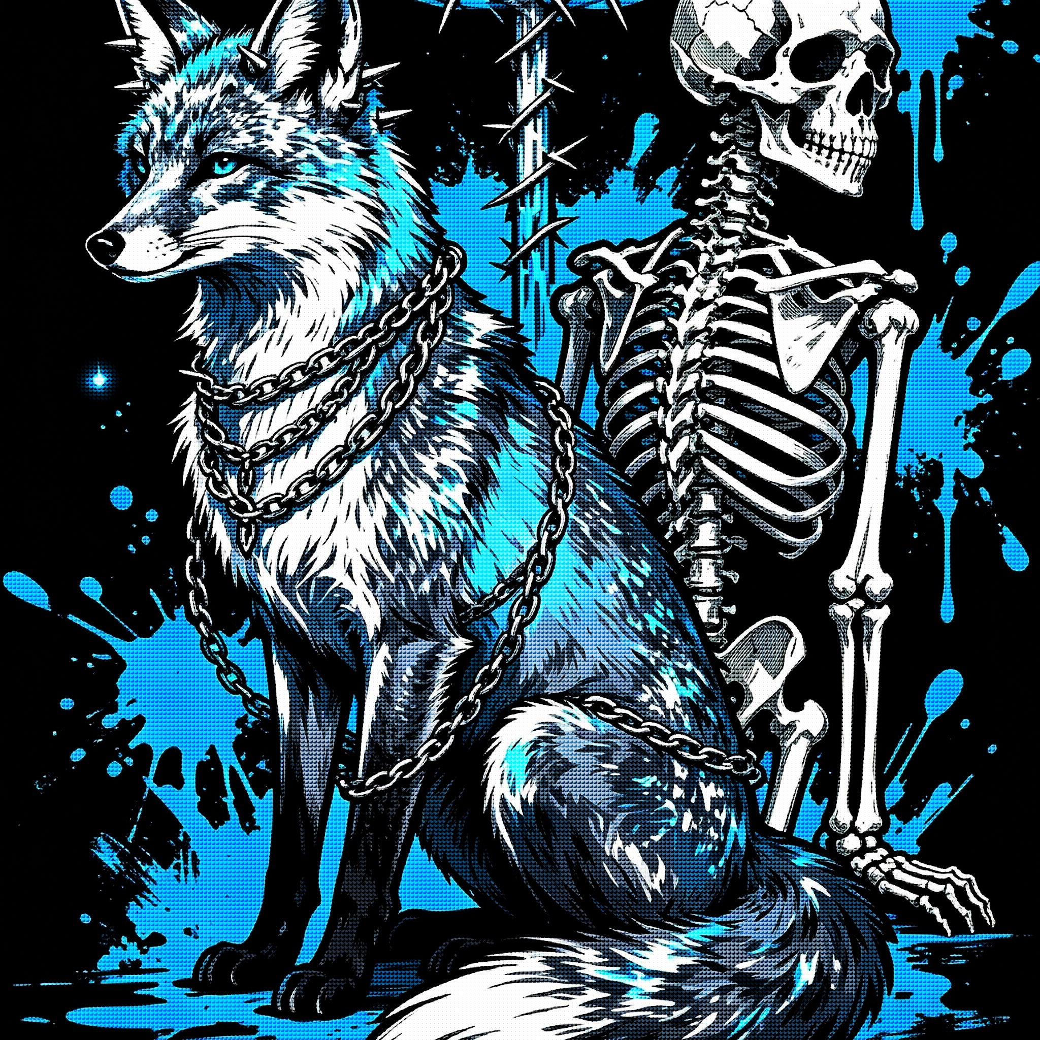 Wolf & Skeleton Gothic Diamond Painting Kit 🐺-11.8" x 11.8"
