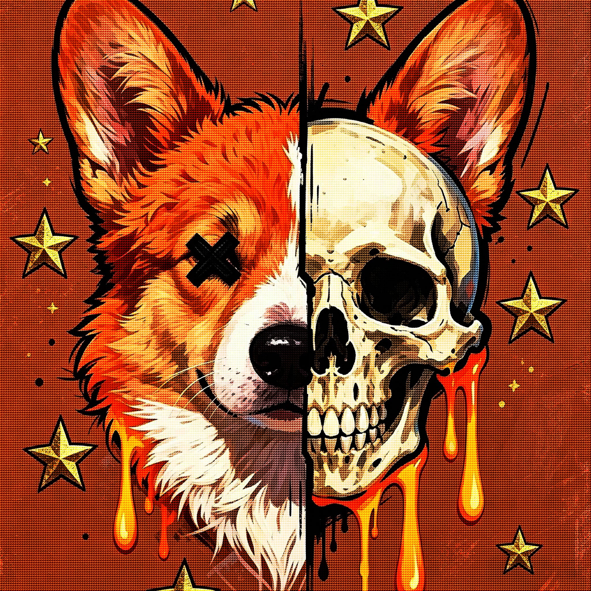 Corgi Skull Fusion Gothic Diamond Painting Kit 🐶-11.8" x 11.8"
