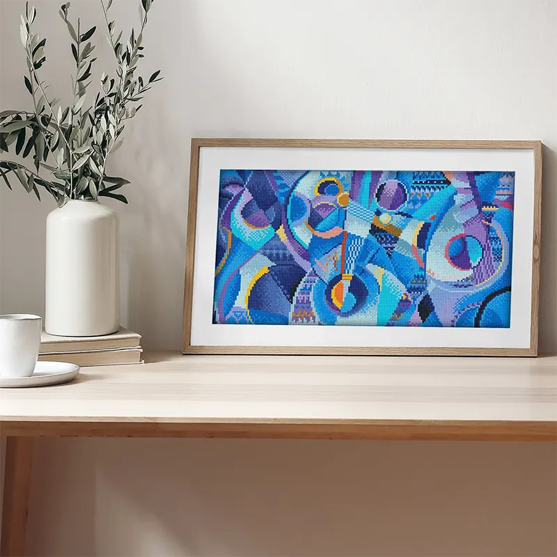 Blue Abstract Diamond Art 18.5×10.6in