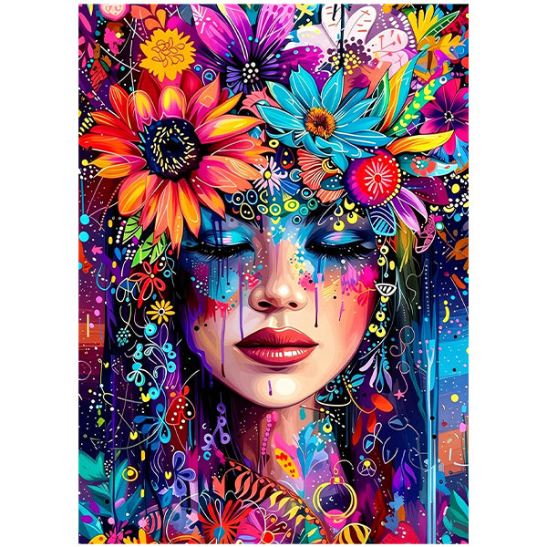 Vibrant Floral Goddess Wall Art RW10