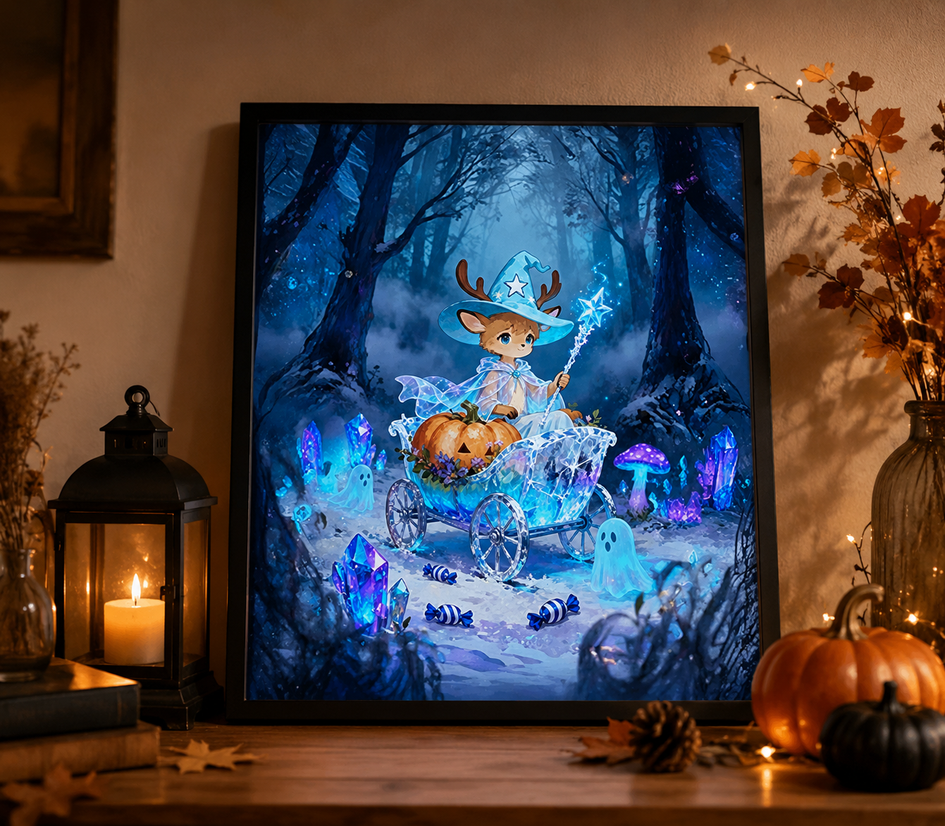 Cute Deer Witch Halloween Diamond Painting Kit 🦌-11.8" x 11.8"