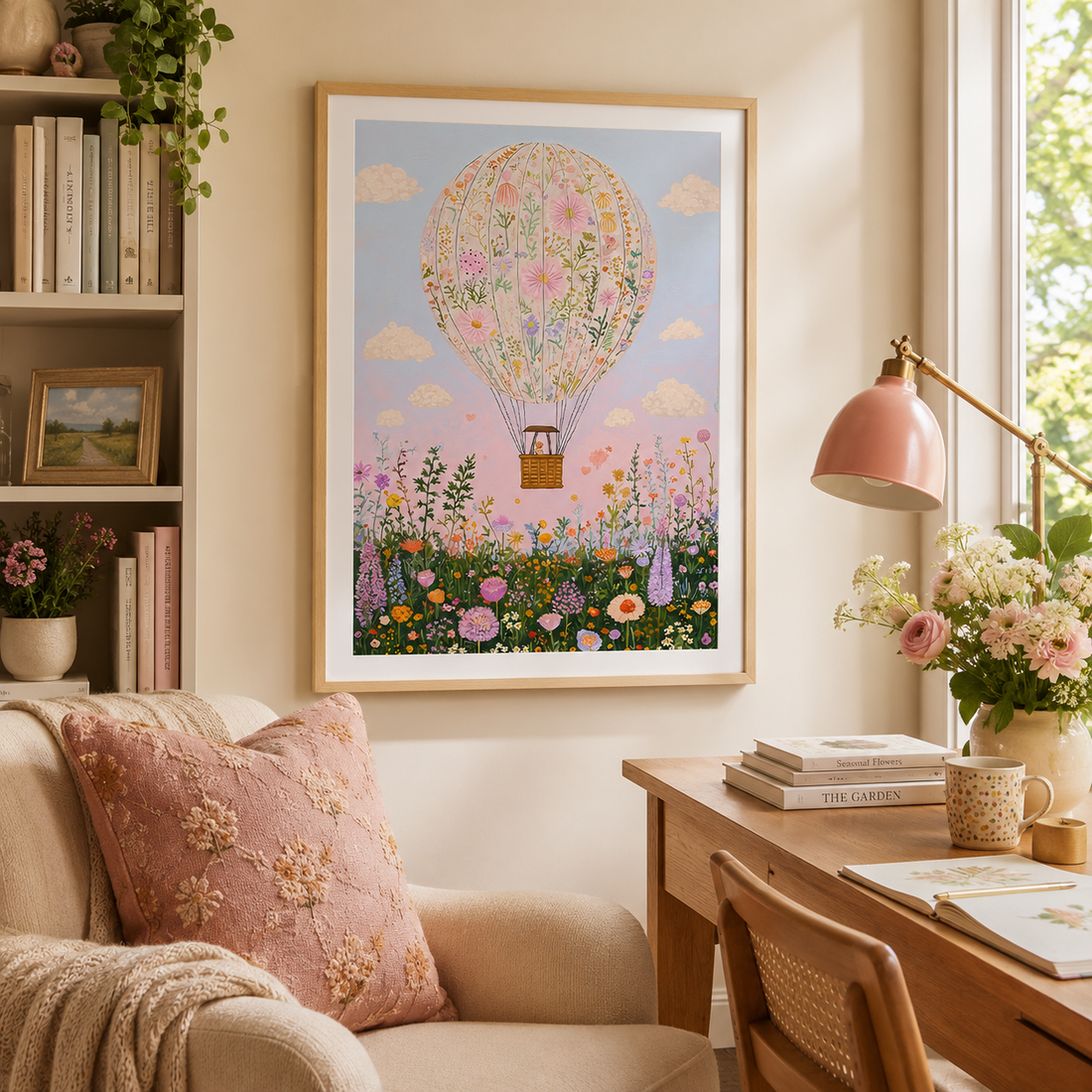 Floral Hot Air Balloon Wall Art 🎈FJ23-11.8"x 15.7&