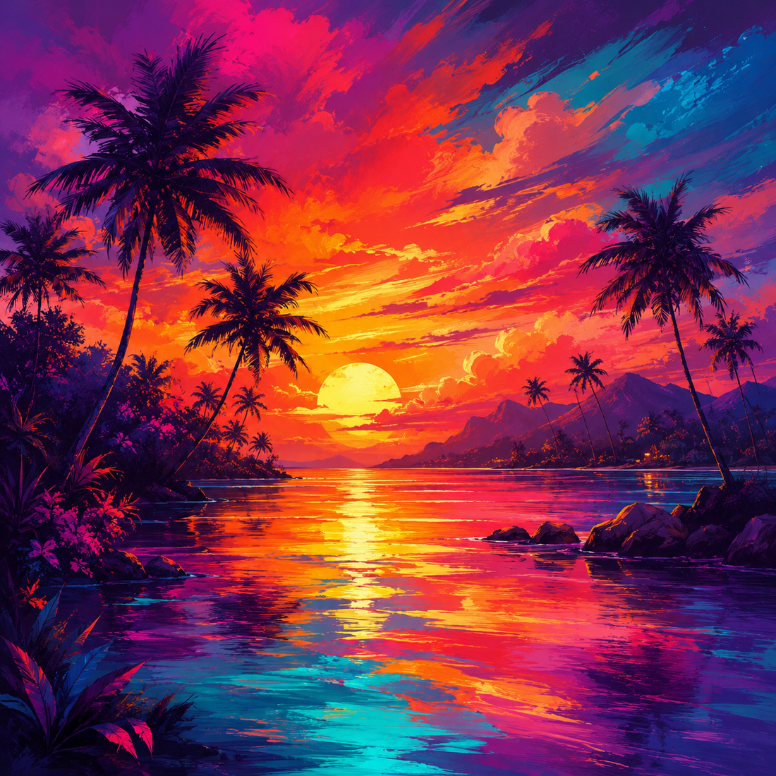Tropical Sunset Palm Tree