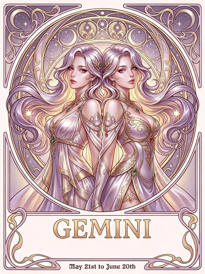 12 Zodiac Art Nouveau Diamond Painting Kits – Vintage Celestial Goddess DIY Wall Art
