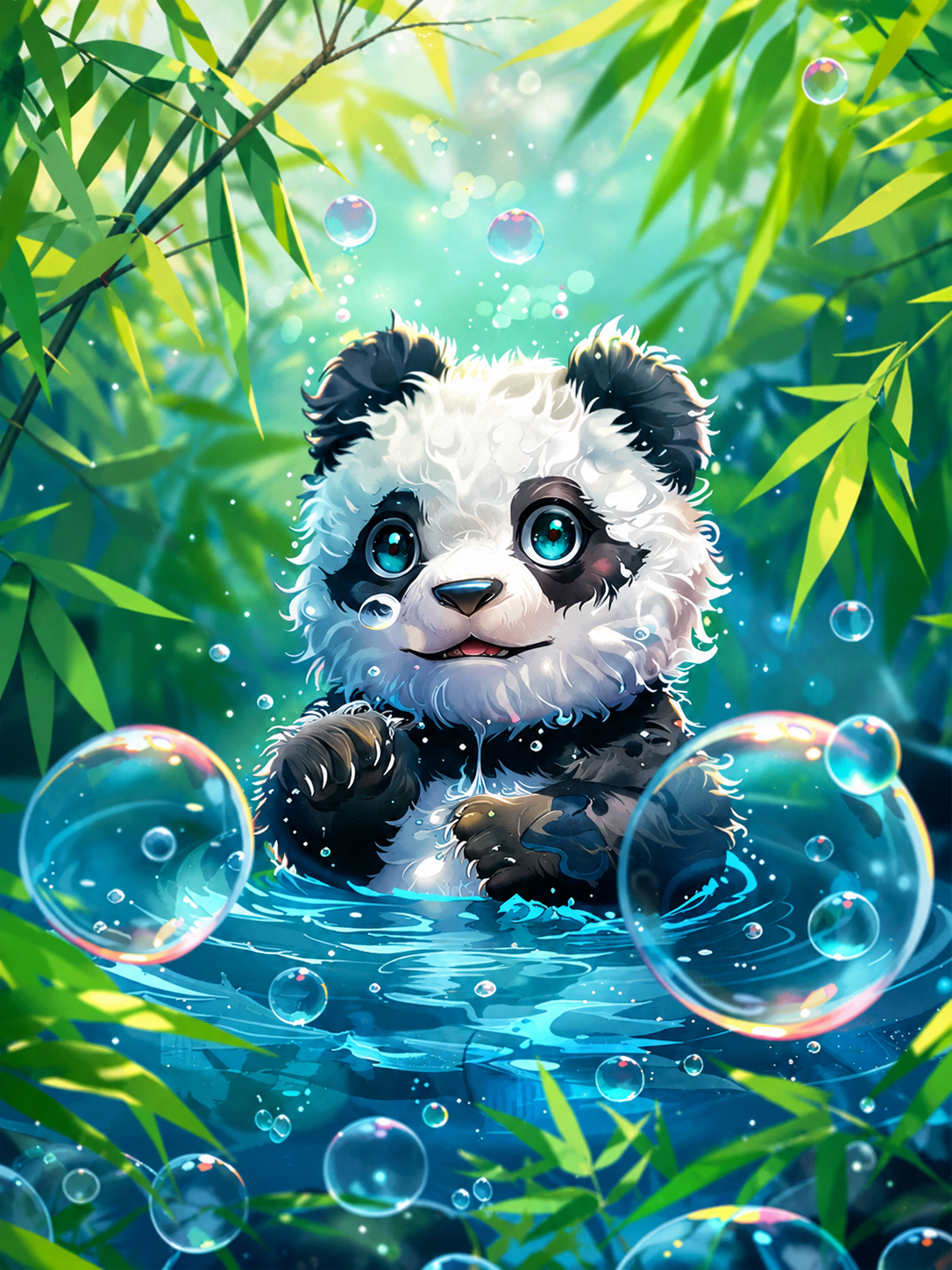 🐼 Cute Panda Bubble Bath Diamond Painting Kit