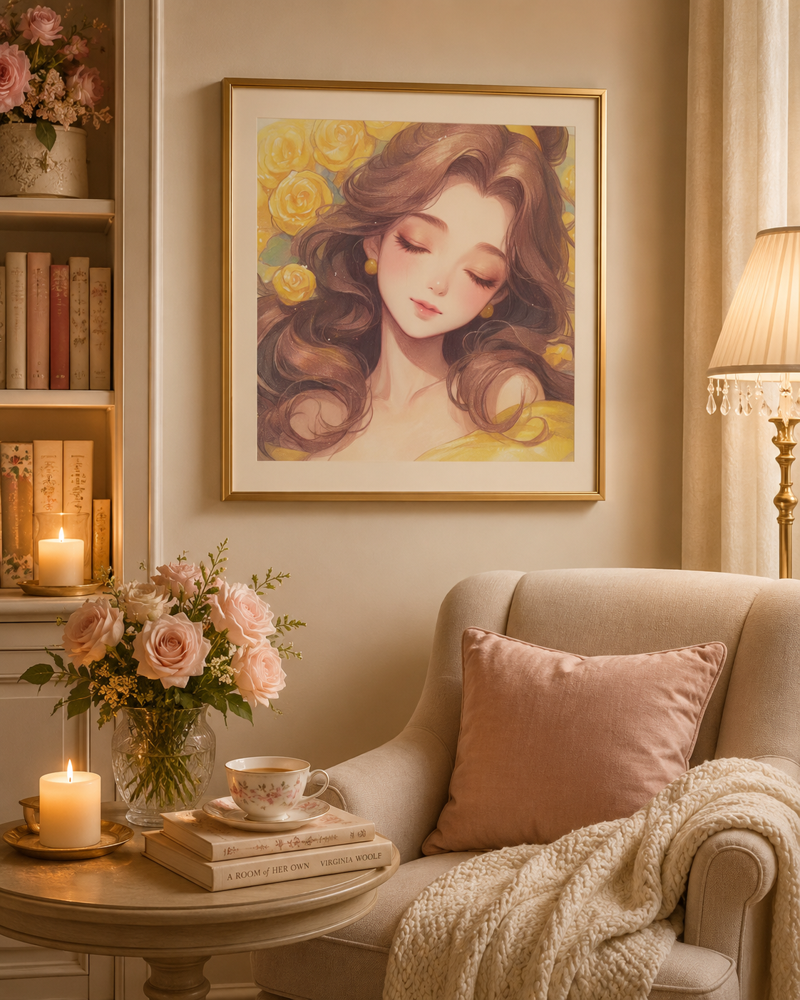 Golden Rose Dreamer Romantic Floral Wall Art 🌹