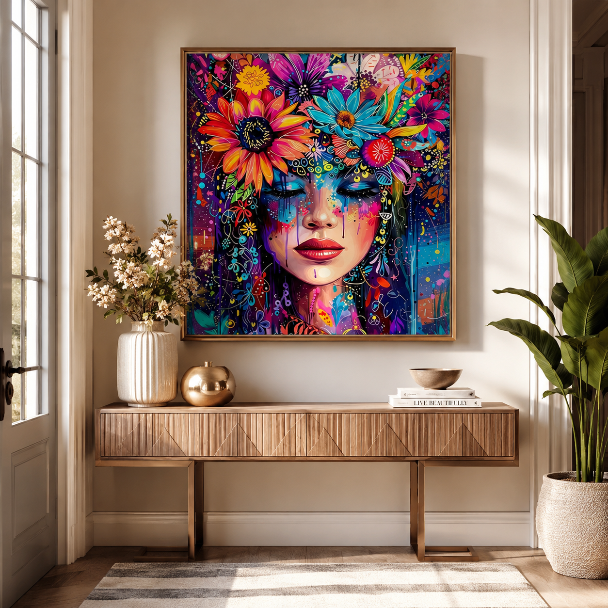 Vibrant Floral Goddess Wall Art 🌺RW10-11.8"x 15.7&