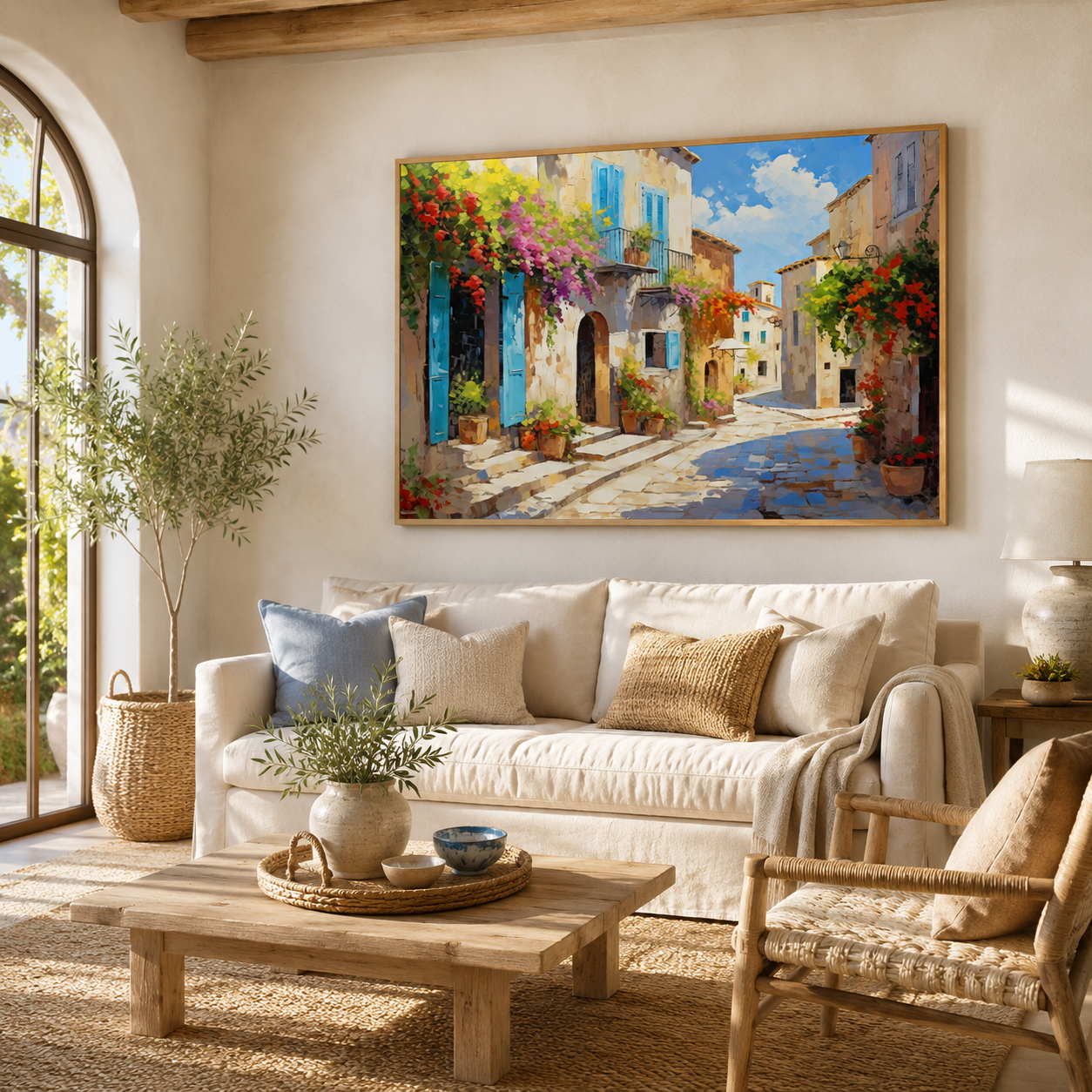 Mediterranean Village Street Wall Art FJ30-15.7" x 11.8"