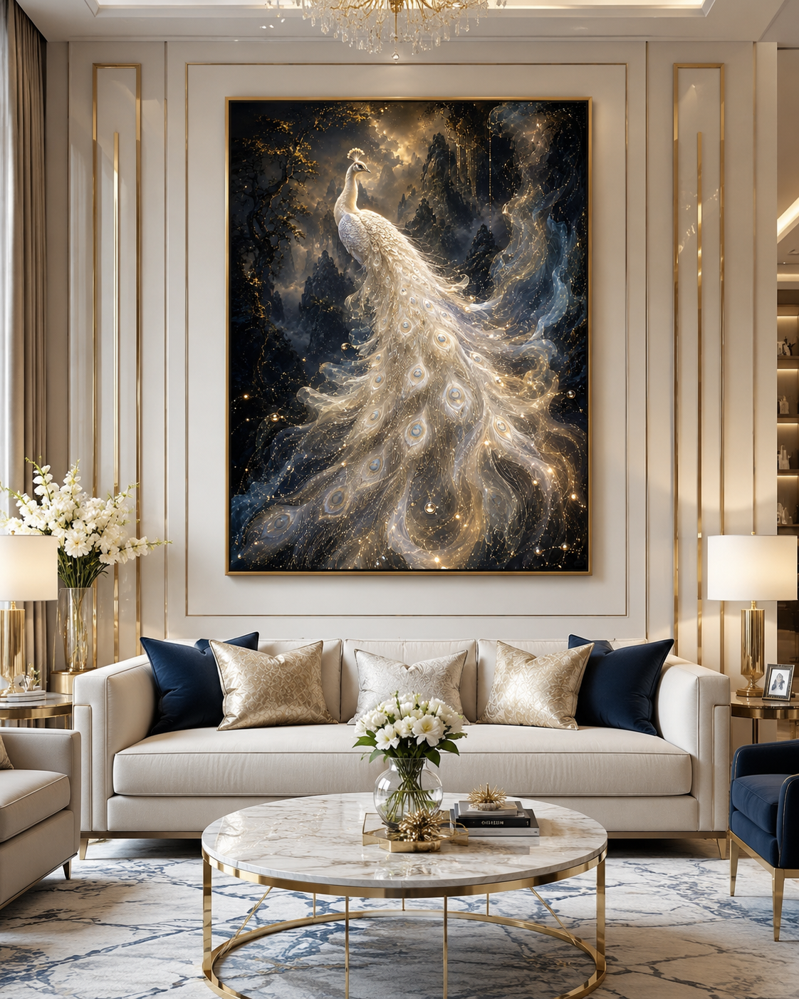 Luminous White Peacock Diamond Painting Kit