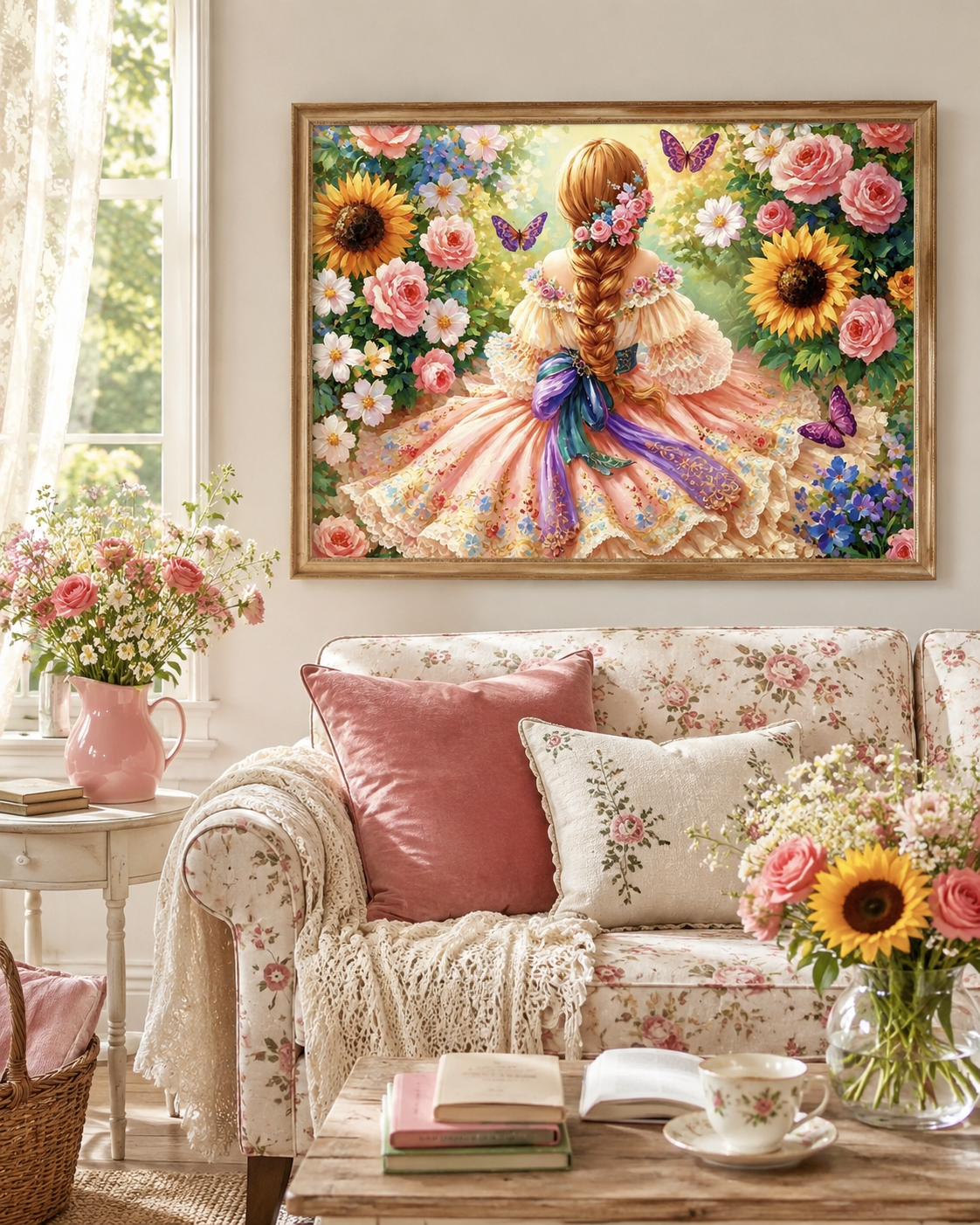 Sunflower Garden Maiden Floral Wall Art 🌻