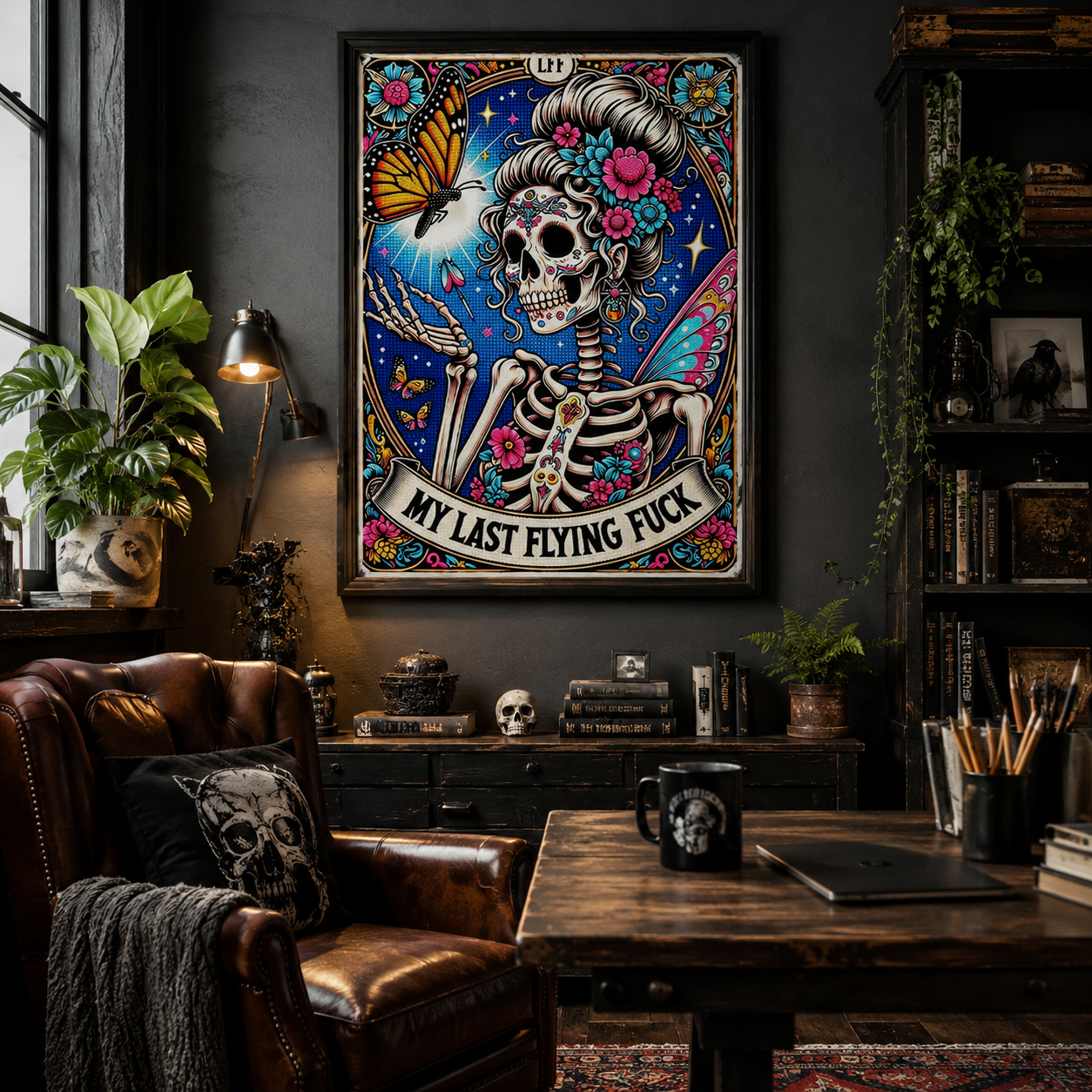 Gothic Sugar Skull Butterfly Wall Art HX06-11.8"x 15.7&