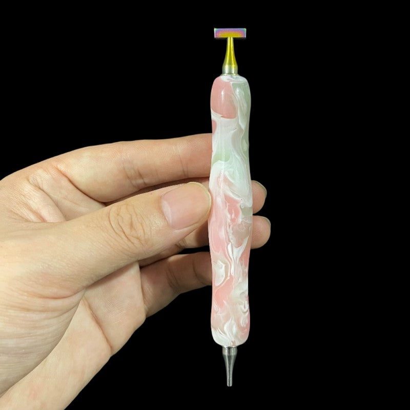 Marbled Resin Diamond Painting Pen – Dual-Ended Applicator &amp; Straightener Tool 💎
