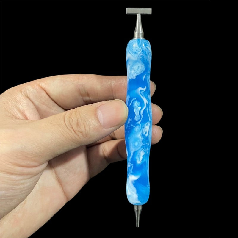 Marbled Resin Diamond Painting Pen – Dual-Ended Applicator &amp; Straightener Tool 💎