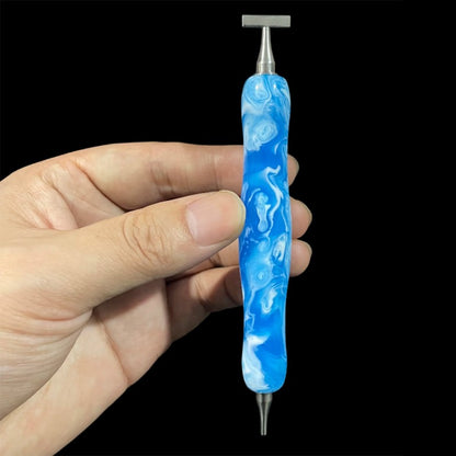 Marbled Resin Diamond Painting Pen – Dual-Ended Applicator &amp; Straightener Tool 💎