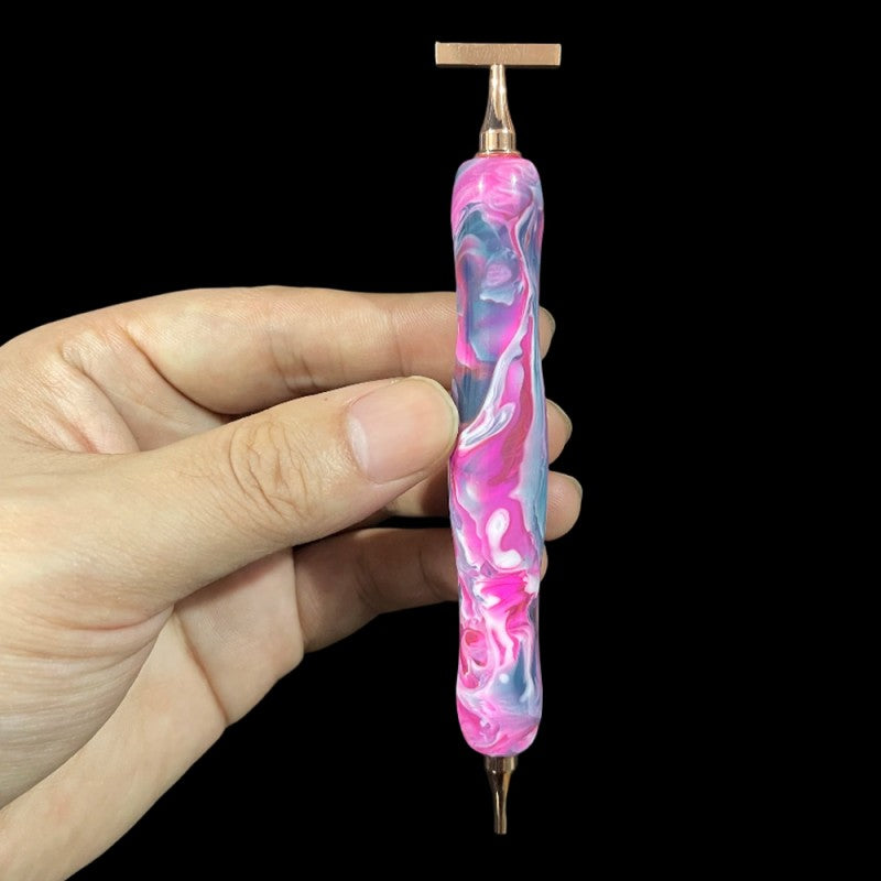Marbled Resin Diamond Painting Pen – Dual-Ended Applicator &amp; Straightener Tool 💎