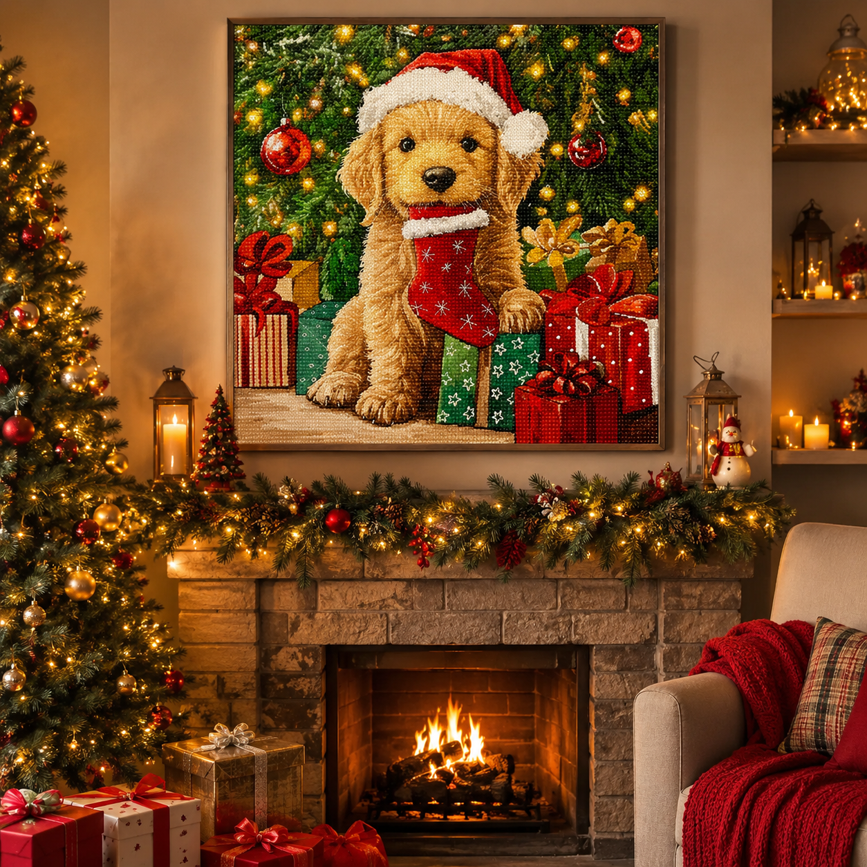 Christmas Puppy Diamond Painting Kit-11.8" x 11.8"